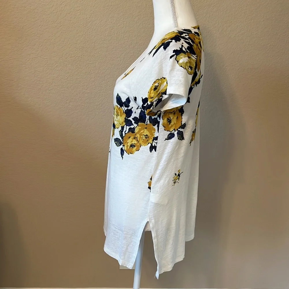 Lucky Brand Linen Blend Short Sleeve Floral Tunic - Picture 5 of 12